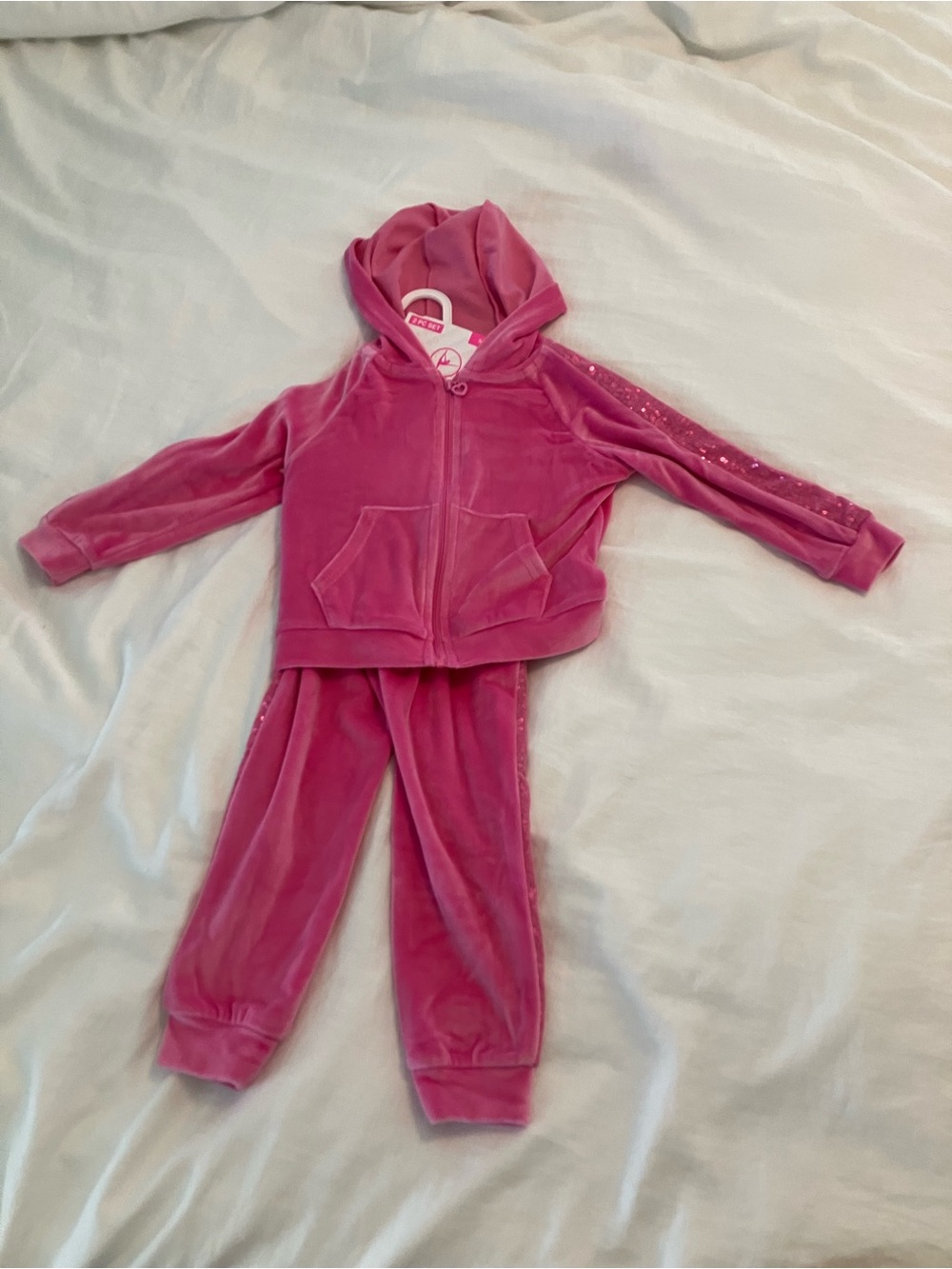 90 Degree By Reflex Pink Velour Hoodie and Joggers Set